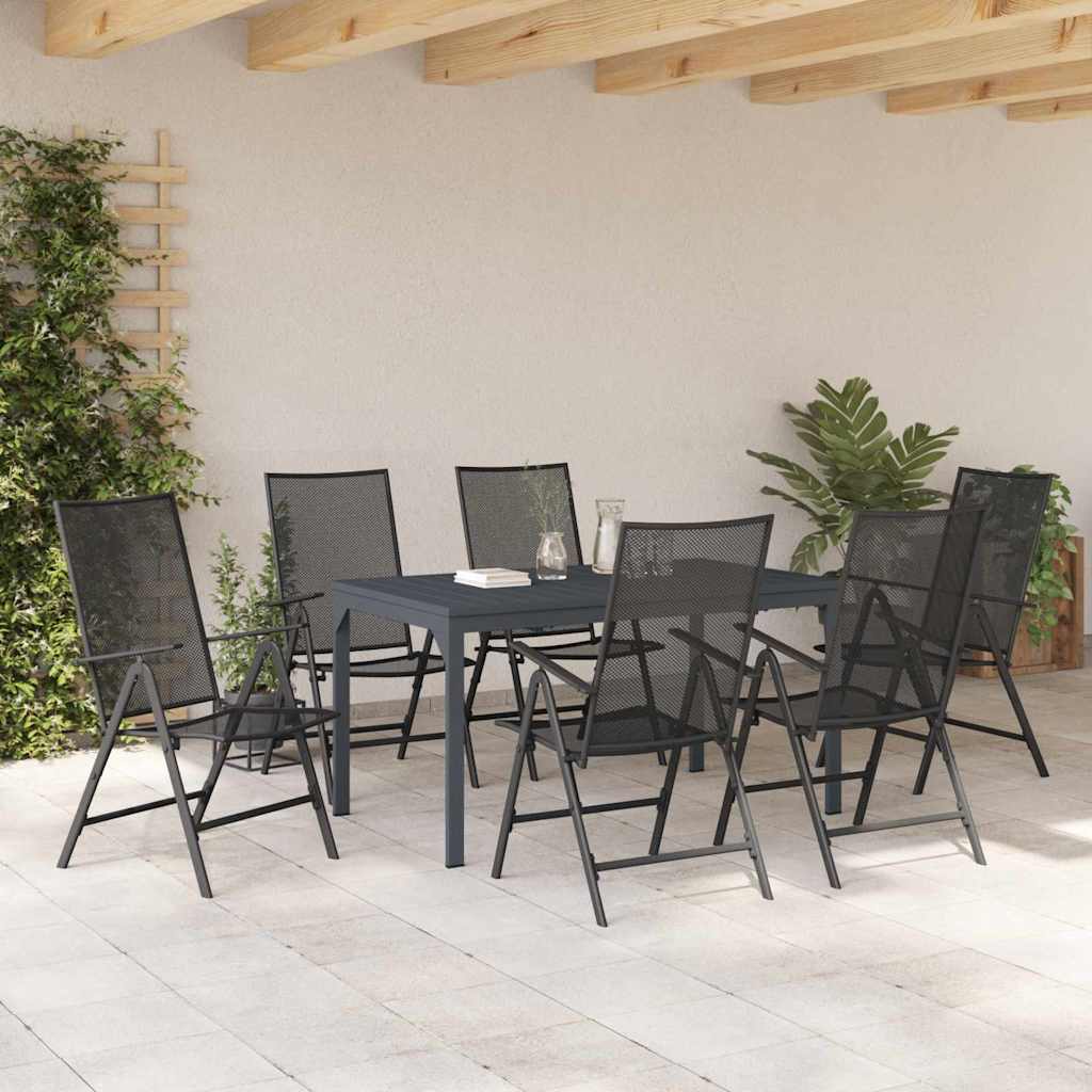 vidaXL Garden Dining Set 7 pcs Anthracite Powder-coated Steel 4