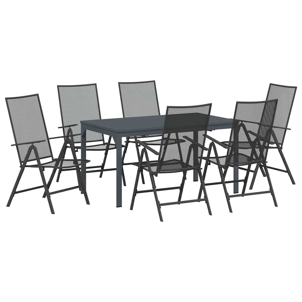 vidaXL Garden Dining Set 7 pcs Anthracite Powder-coated Steel 2