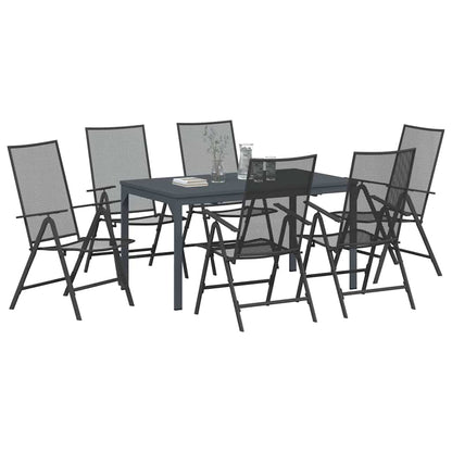 vidaXL Garden Dining Set 7 pcs Anthracite Powder-coated Steel 3