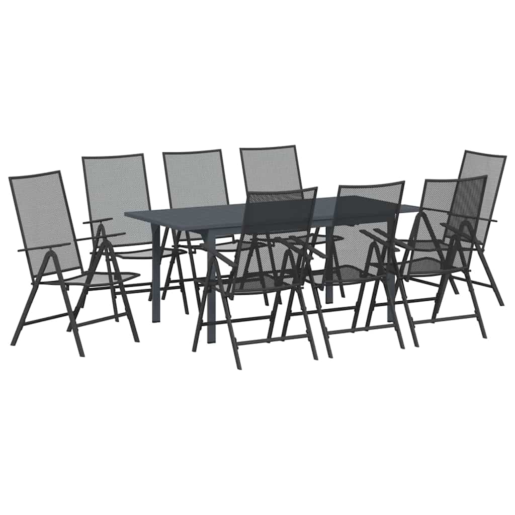 vidaXL Garden Dining Set 9 pcs Anthracite Powder-coated Steel 2