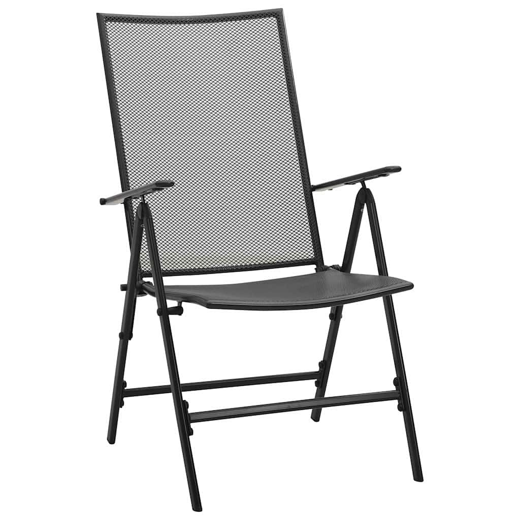 vidaXL Garden Dining Set 9 pcs Anthracite Powder-coated Steel 6