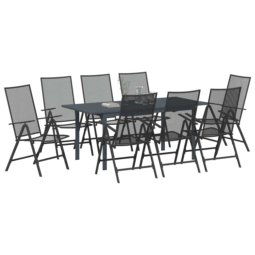 vidaXL Garden Dining Set 9 pcs Anthracite Powder-coated Steel 3