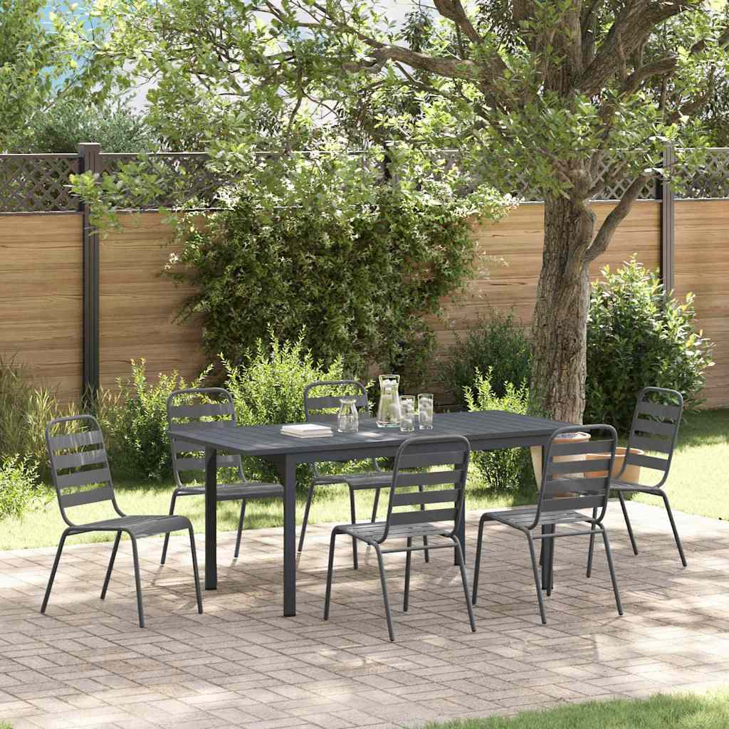 vidaXL Garden Dining Set 7 pcs Anthracite Powder-coated Steel 1