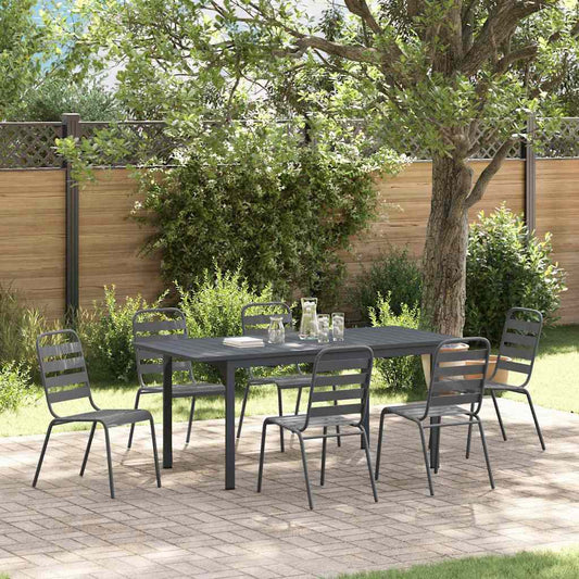 vidaXL Garden Dining Set 7 pcs Anthracite Powder-coated Steel 1