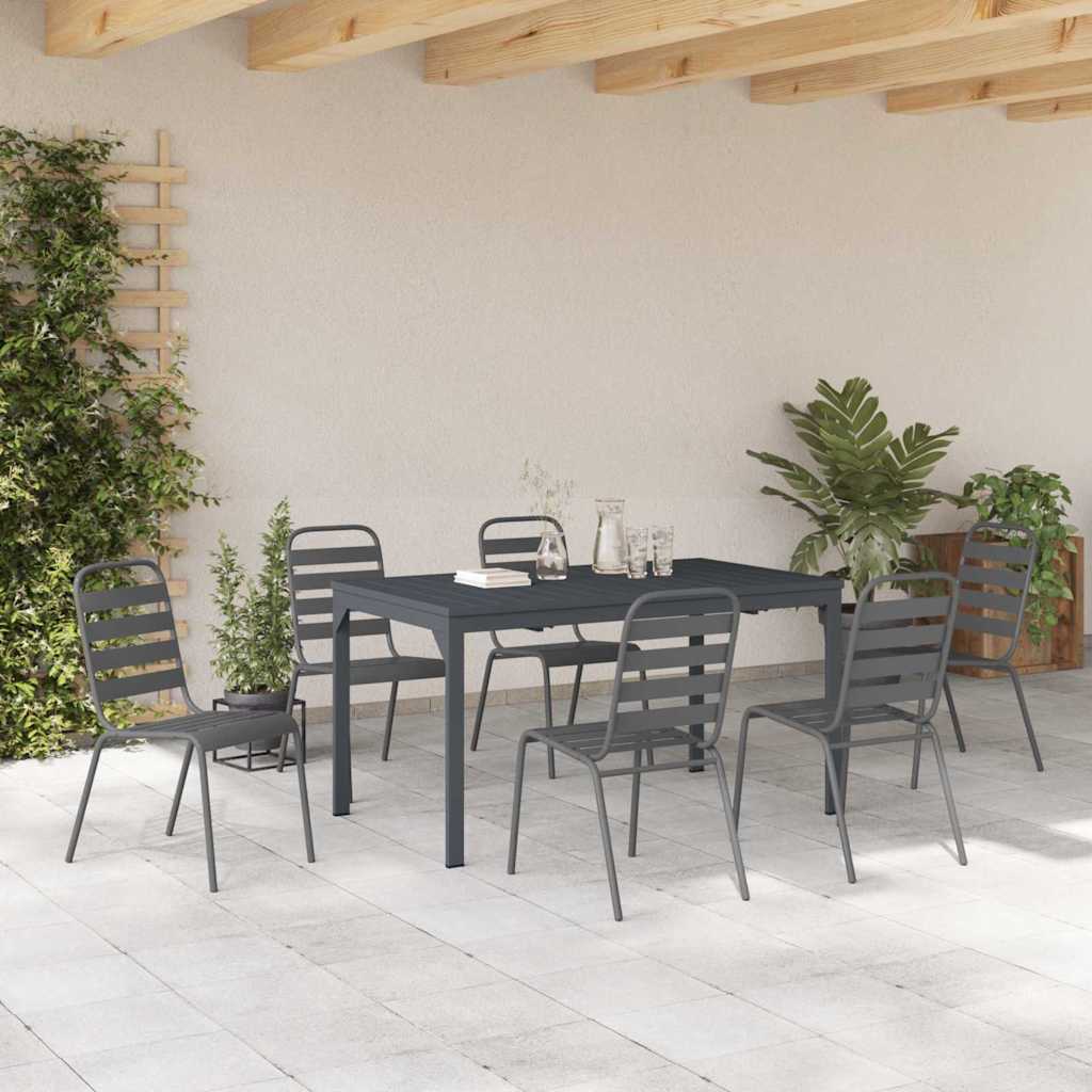 vidaXL Garden Dining Set 7 pcs Anthracite Powder-coated Steel 4