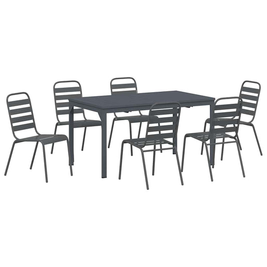 vidaXL Garden Dining Set 7 pcs Anthracite Powder-coated Steel 2