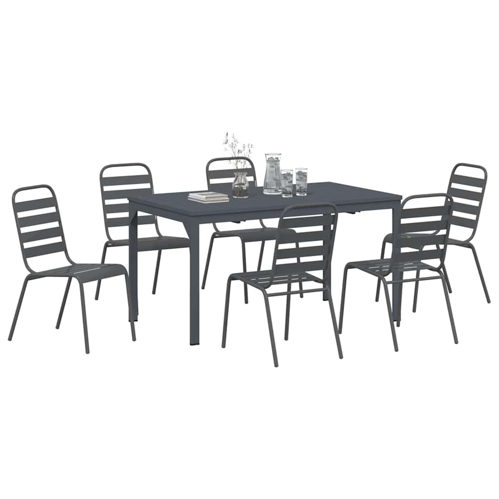 vidaXL Garden Dining Set 7 pcs Anthracite Powder-coated Steel 3