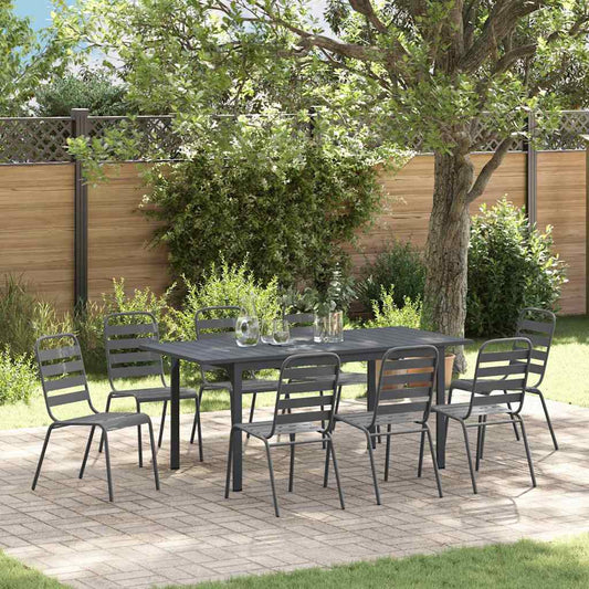 vidaXL Garden Dining Set 9 pcs Anthracite Powder-coated Steel 1