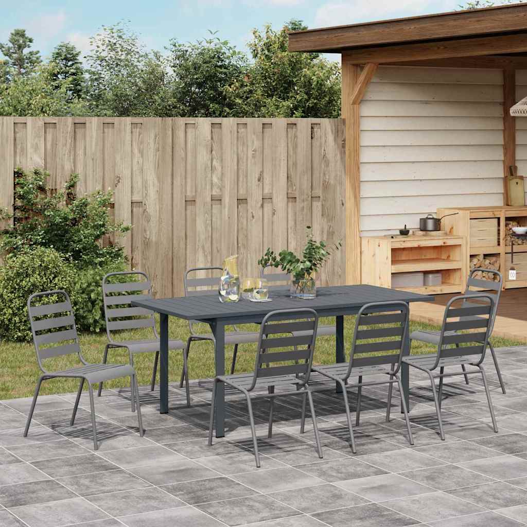vidaXL Garden Dining Set 9 pcs Anthracite Powder-coated Steel 4
