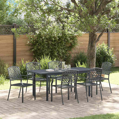 vidaXL Garden Dining Set 7 pcs Anthracite Powder-coated Steel 1