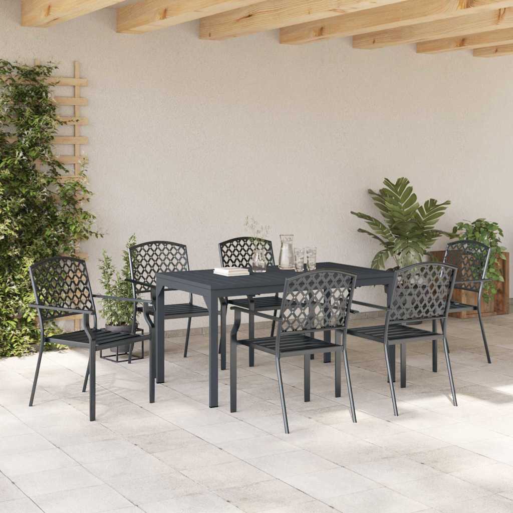 vidaXL Garden Dining Set 7 pcs Anthracite Powder-coated Steel 4