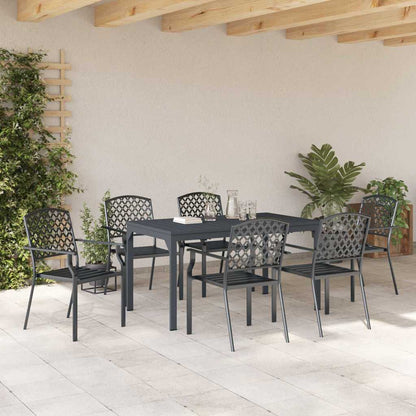 vidaXL Garden Dining Set 7 pcs Anthracite Powder-coated Steel 4