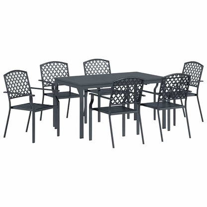 vidaXL Garden Dining Set 7 pcs Anthracite Powder-coated Steel 2