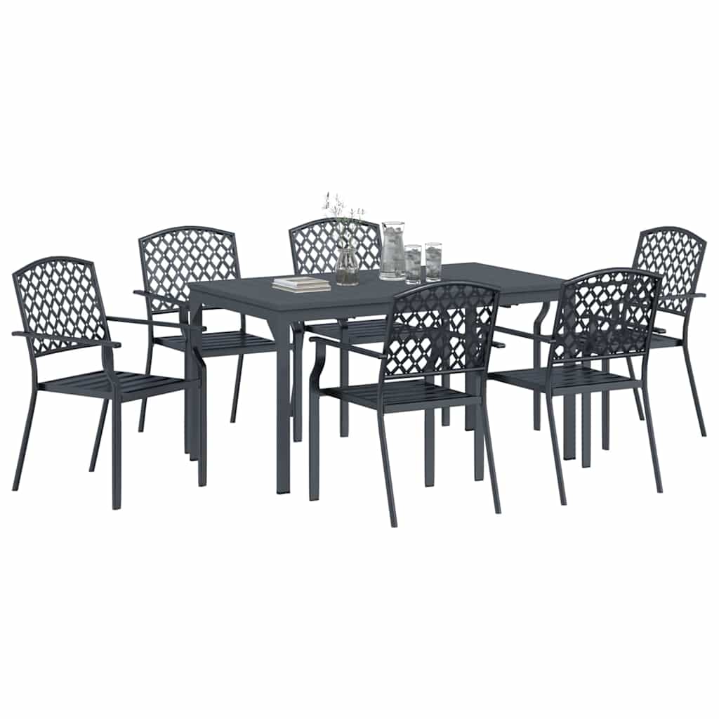 vidaXL Garden Dining Set 7 pcs Anthracite Powder-coated Steel 3