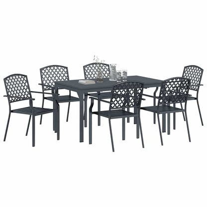 vidaXL Garden Dining Set 7 pcs Anthracite Powder-coated Steel 3