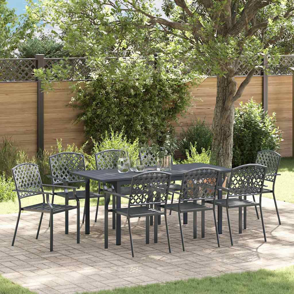 vidaXL Garden Dining Set 9 pcs Anthracite Powder-coated Steel 1
