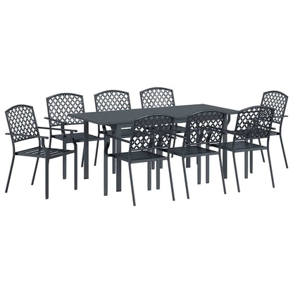 vidaXL Garden Dining Set 9 pcs Anthracite Powder-coated Steel 2