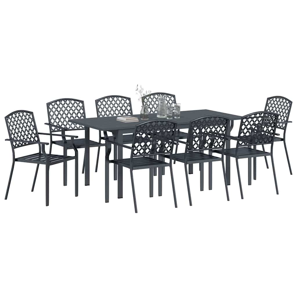 vidaXL Garden Dining Set 9 pcs Anthracite Powder-coated Steel 3