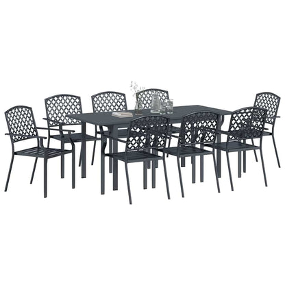 vidaXL Garden Dining Set 9 pcs Anthracite Powder-coated Steel 3