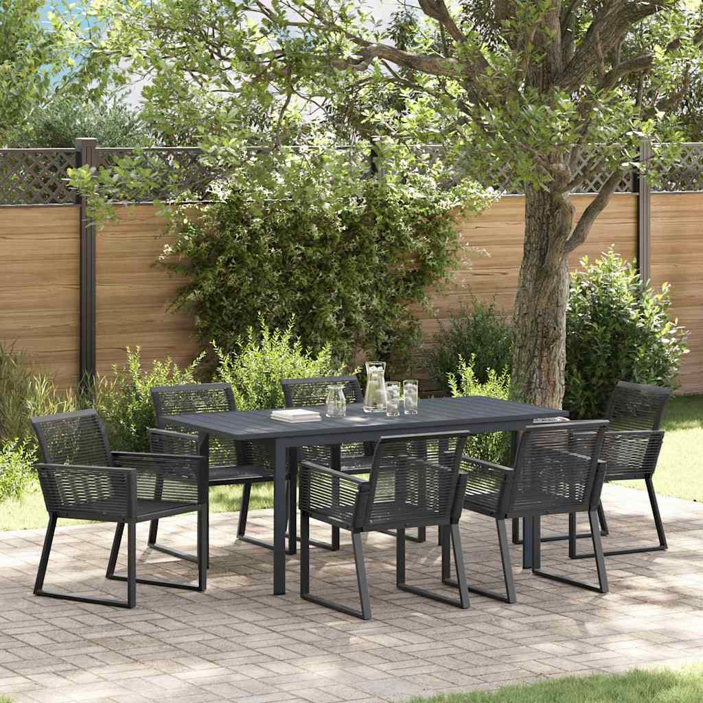 vidaXL Garden Dining Set 7 pcs Black Poly Rattan 1