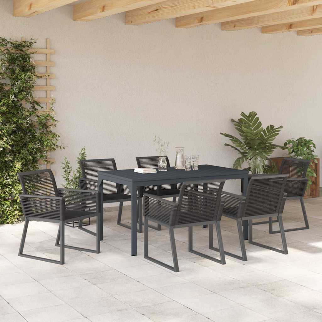 vidaXL Garden Dining Set 7 pcs Black Poly Rattan 4