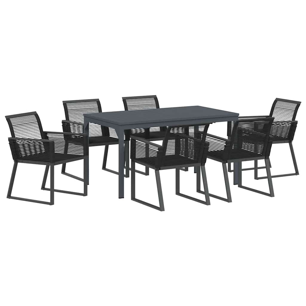 vidaXL Garden Dining Set 7 pcs Black Poly Rattan 2