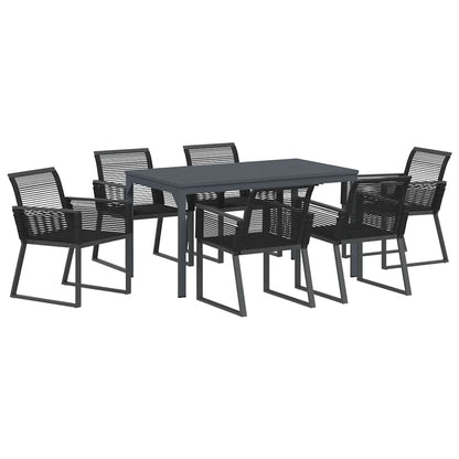 vidaXL Garden Dining Set 7 pcs Black Poly Rattan 2