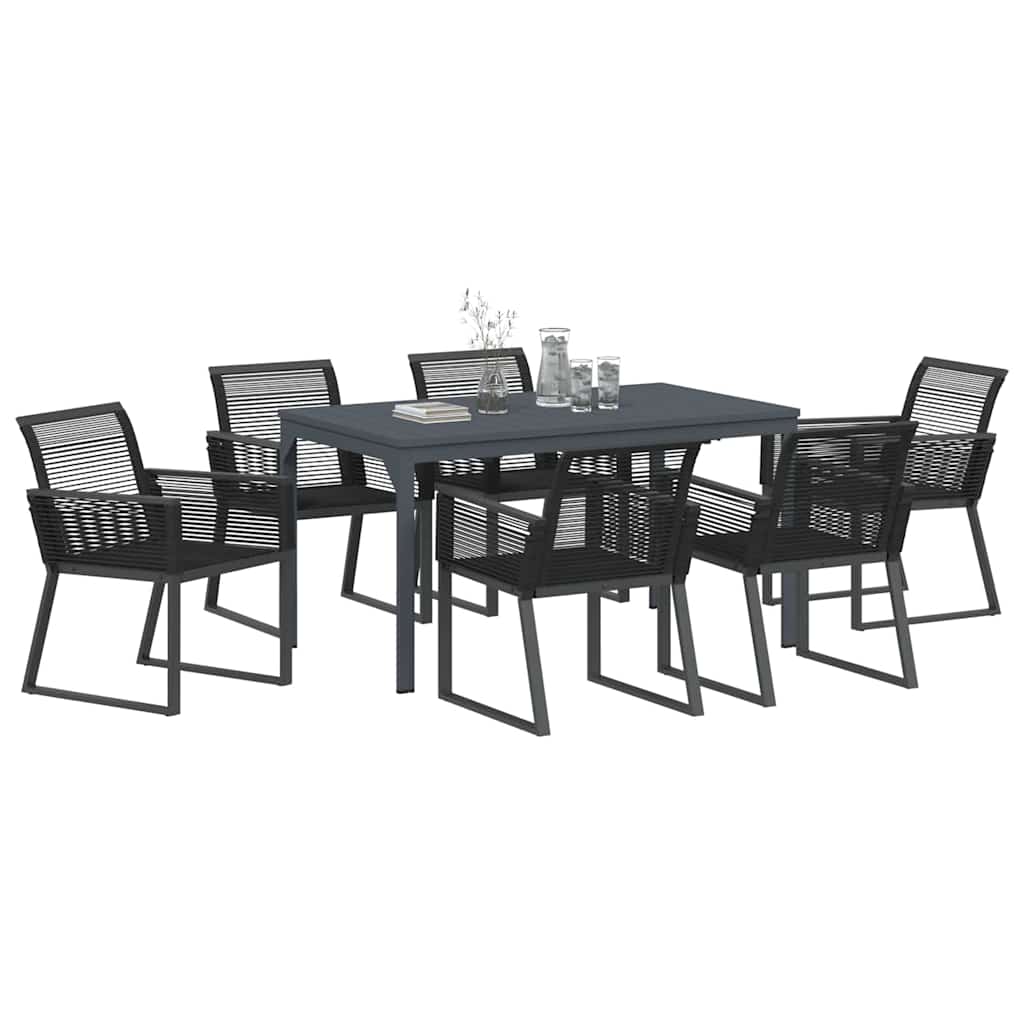 vidaXL Garden Dining Set 7 pcs Black Poly Rattan 3