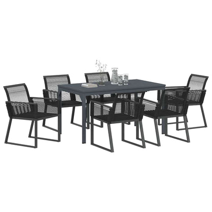 vidaXL Garden Dining Set 7 pcs Black Poly Rattan 3