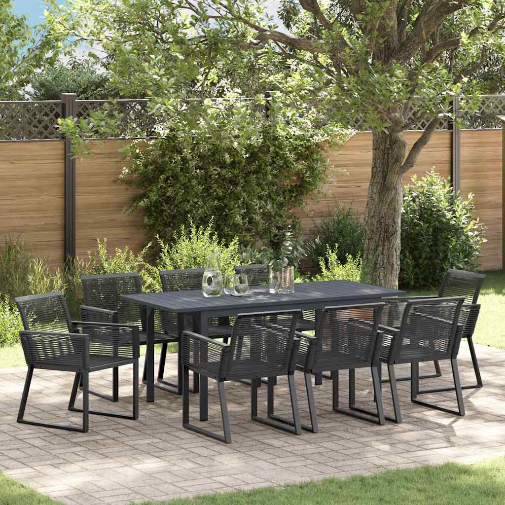 vidaXL Garden Dining Set 9 pcs Black Poly Rattan 1