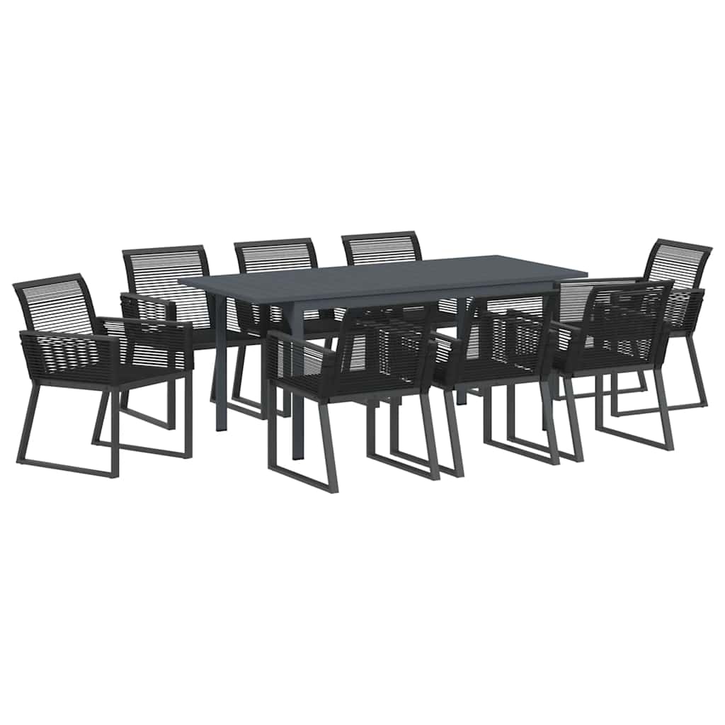 vidaXL Garden Dining Set 9 pcs Black Poly Rattan 2