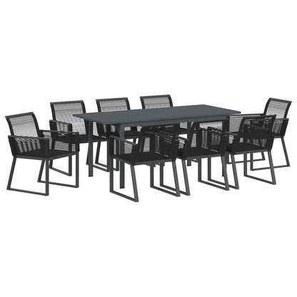 vidaXL Garden Dining Set 9 pcs Black Poly Rattan 2