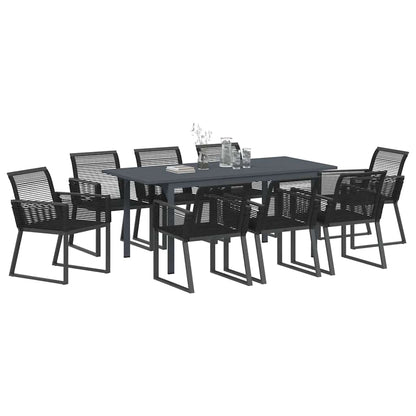 vidaXL Garden Dining Set 9 pcs Black Poly Rattan 3