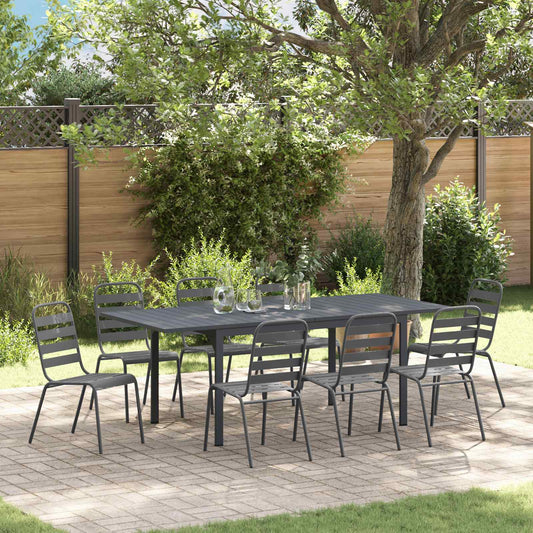 vidaXL Garden Dining Set 9 pcs Anthracite Powder-coated Steel 1