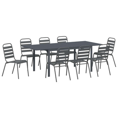 vidaXL Garden Dining Set 9 pcs Anthracite Powder-coated Steel 2