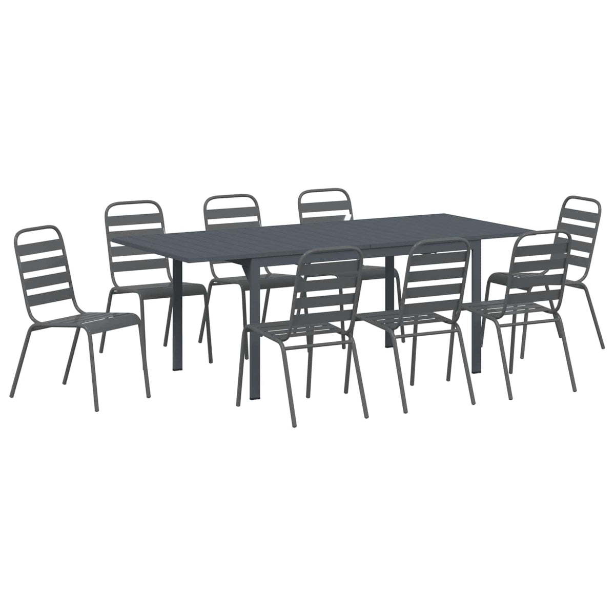 Garden Dining Set Anthracite Powder-coated Steel 9
