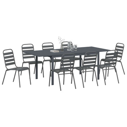 Garden Dining Set Anthracite Powder-coated Steel 9