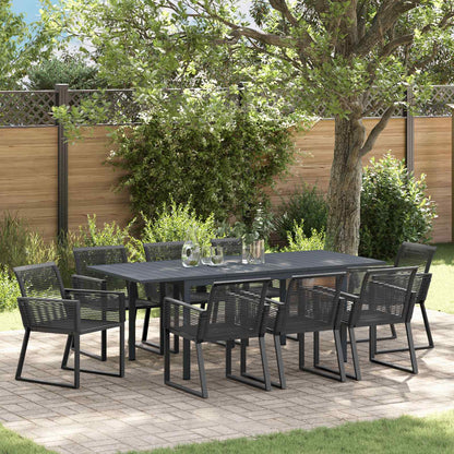 vidaXL Garden Dining Set 9 pcs Black Poly Rattan 1