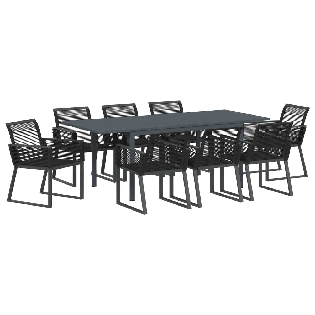 vidaXL Garden Dining Set 9 pcs Black Poly Rattan 2