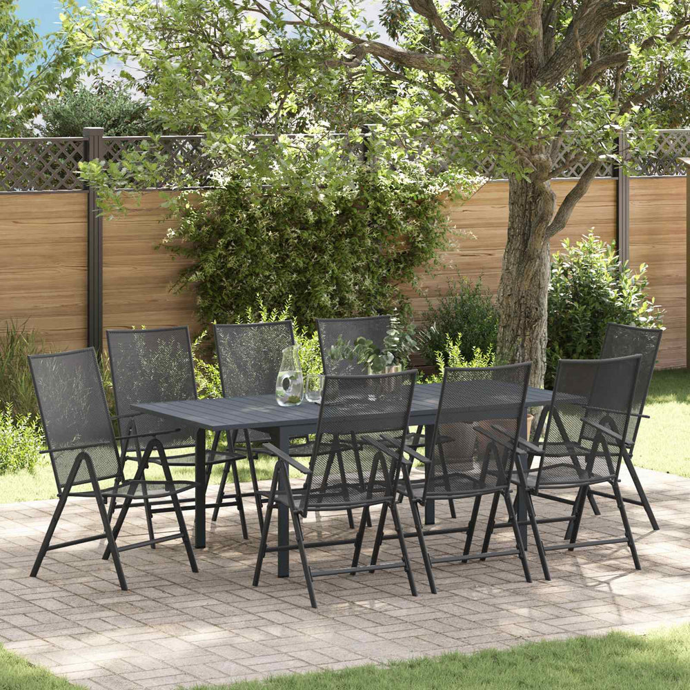 vidaXL Garden Dining Set 9 pcs Anthracite Steel