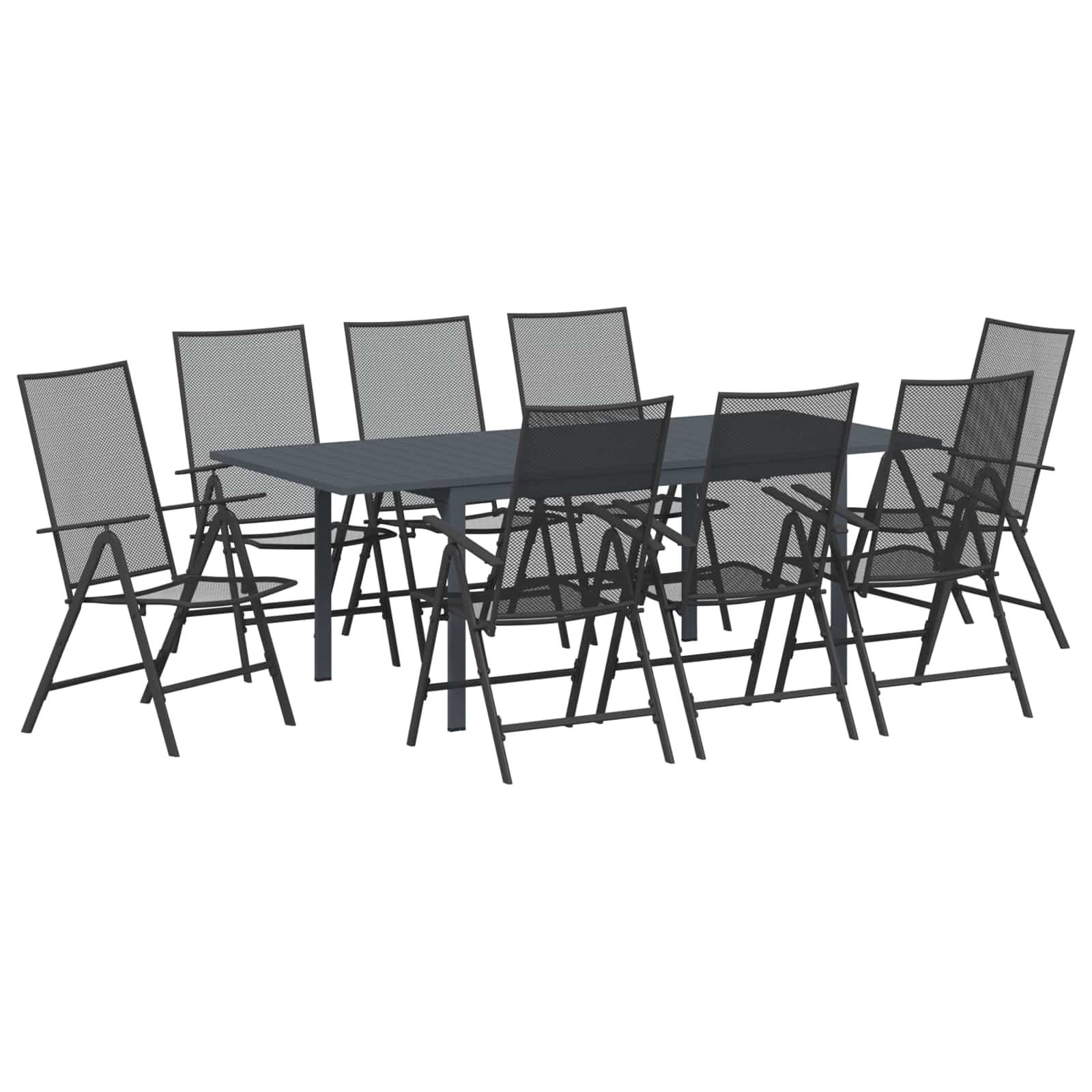 vidaXL Garden Dining Set 9 pcs Anthracite Steel 2