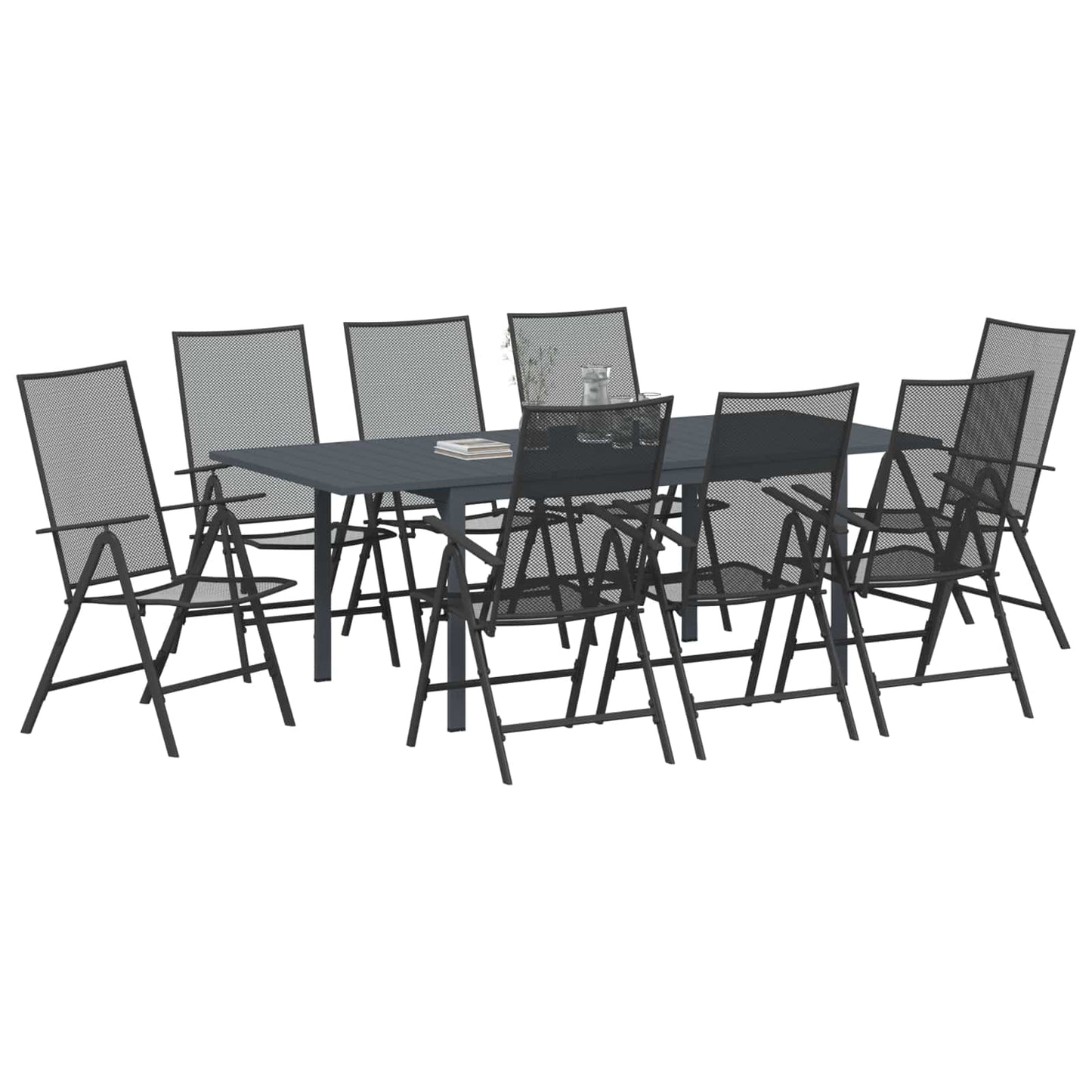 vidaXL Garden Dining Set 9 pcs Anthracite Steel 3