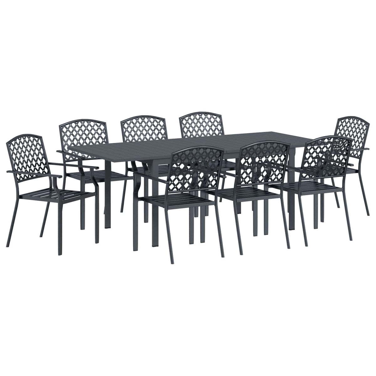 vidaXL Garden Dining Set 9 pcs Anthracite Steel 2