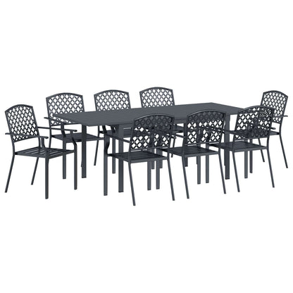 vidaXL Garden Dining Set 9 pcs Anthracite Steel 2