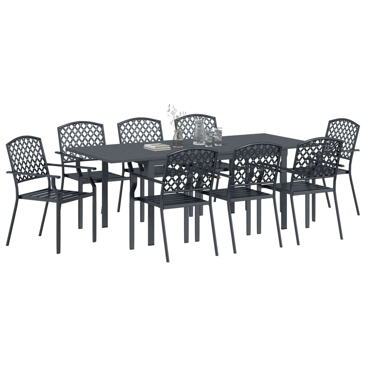 vidaXL Garden Dining Set 9 pcs Anthracite Steel 3