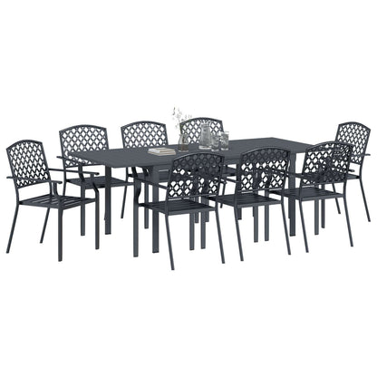 vidaXL Garden Dining Set 9 pcs Anthracite Steel 3