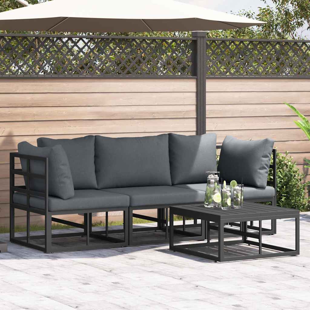 vidaXL Garden Sofa Set 4 pcs Black Metal 1