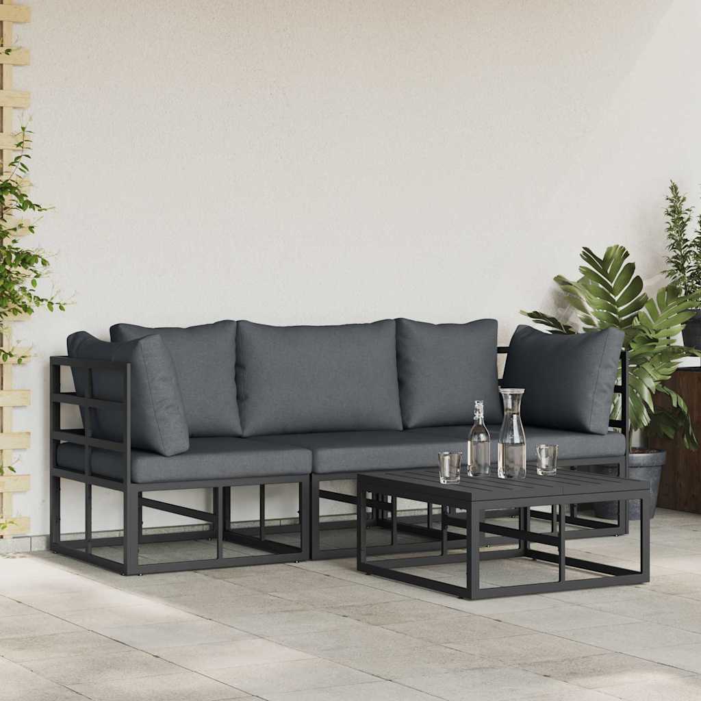 vidaXL Garden Sofa Set 4 pcs Black Metal 3