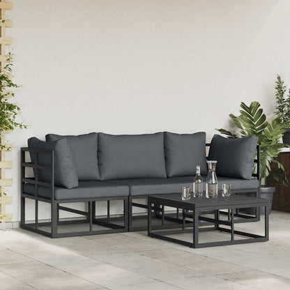 vidaXL Garden Sofa Set 4 pcs Black Metal 3