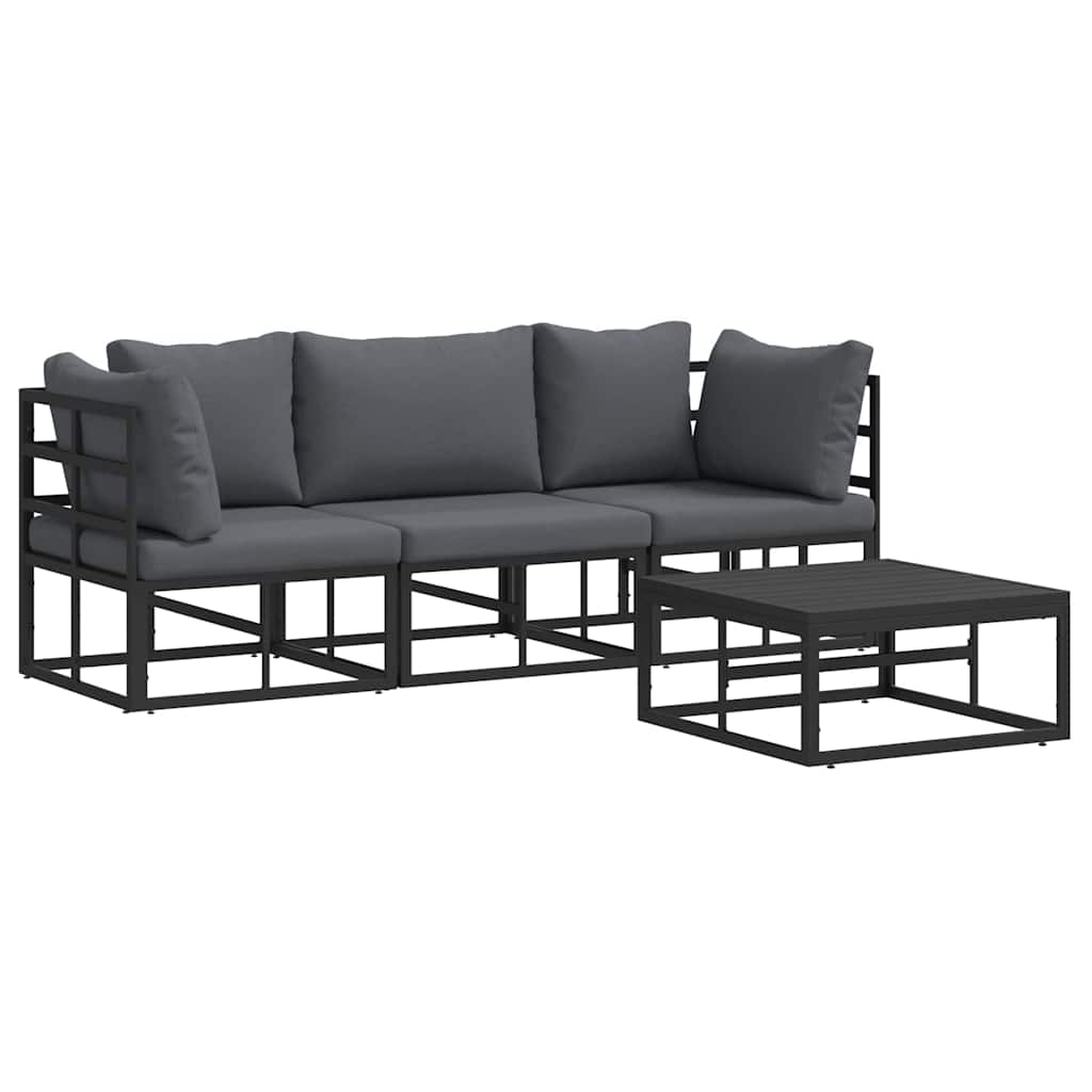 vidaXL Garden Sofa Set 4 pcs Black Metal 2